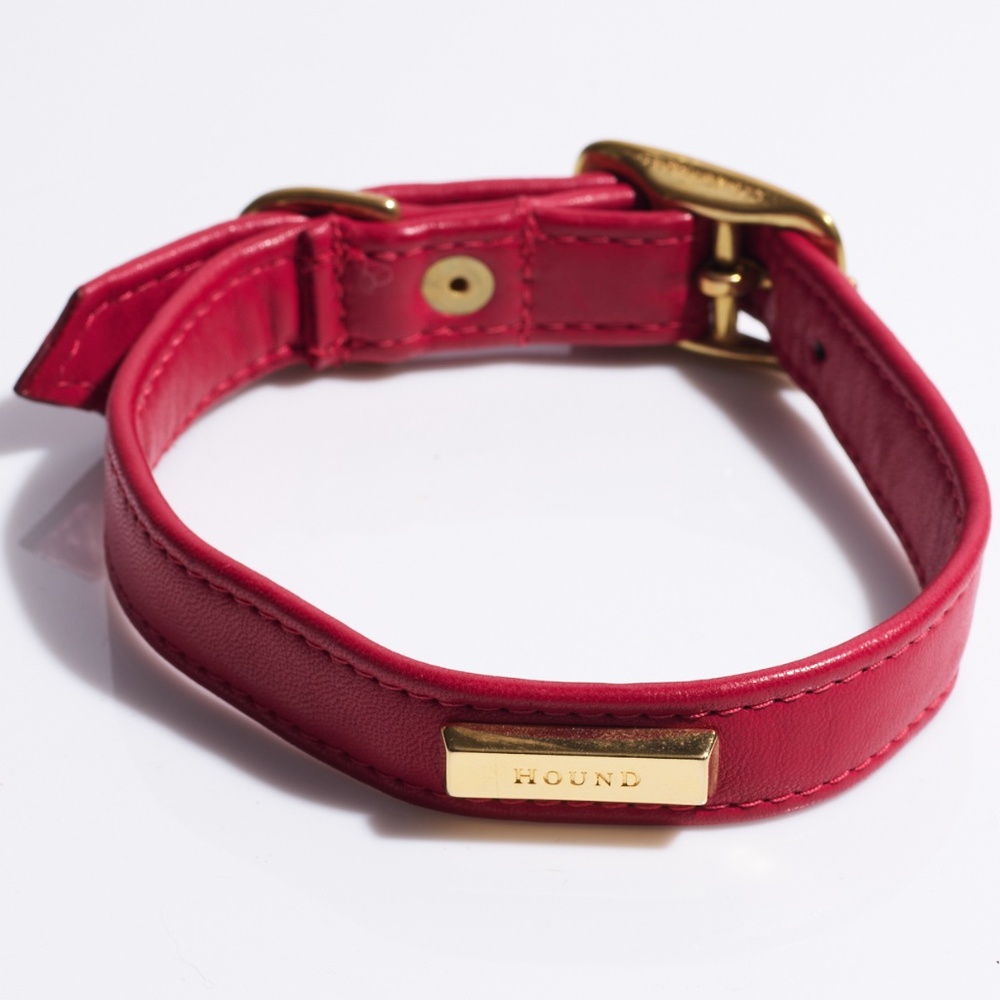 Leather Dog Collar by Hound Collection with Gold Bar Logo